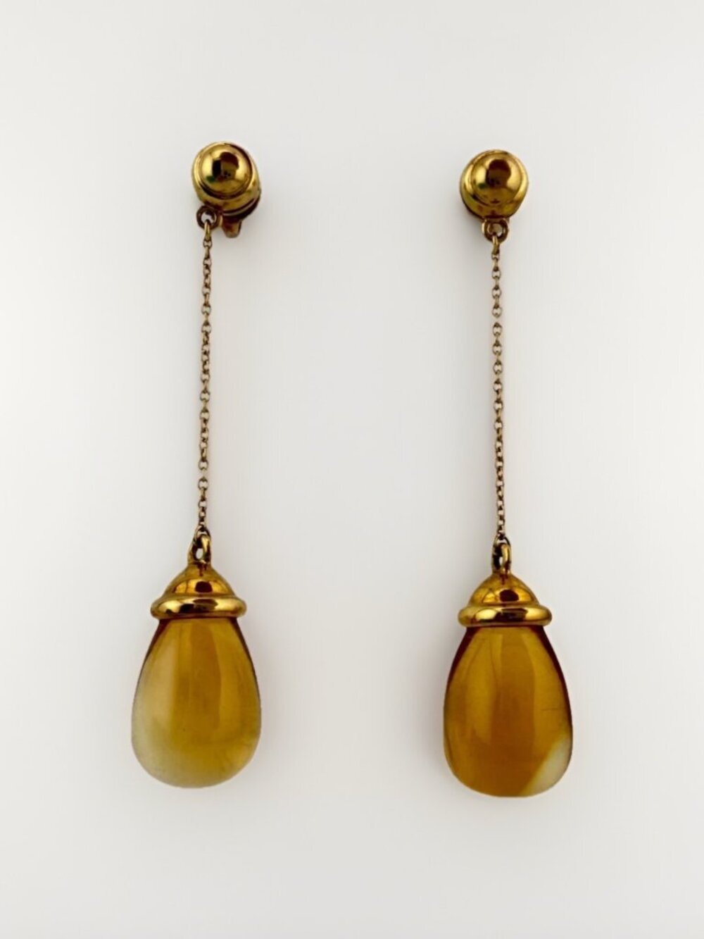 Tiffany & Co. 18k Citrine Teardrop Earrings Paloma Picasso 9g Yellow Gold
